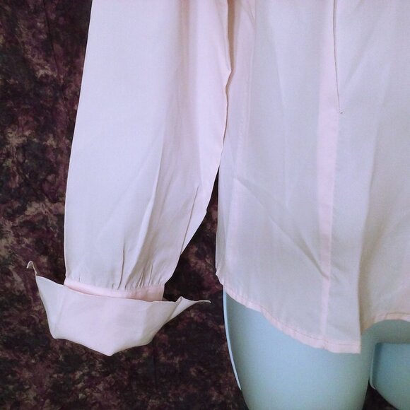 Vintage 60s Blouse Fitted Top Lady-10/12 Collar Semi-Sheer Cufflink Surgeon LSL - Picture 8 of 12